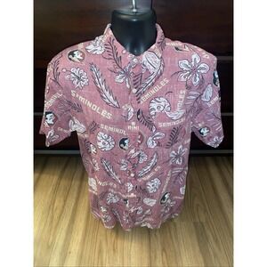Florida State Seminoles FSU Mens Large Tropical Button Up Shirt Wes and Willy